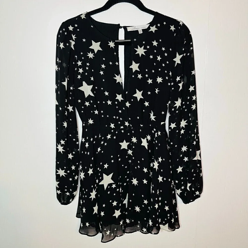 Lovers + Friends Lana Dress Star Print Black XS - Picture 3 of 10